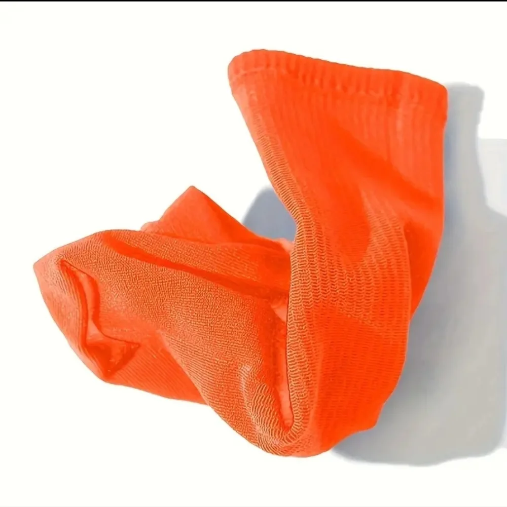 5pr Fluorescent Orange Crew Socks, OS